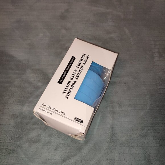 NEW Teal Blue Foldable Water Bottle Sport Silicone Portable Extensible Hiking - Picture 12 of 12